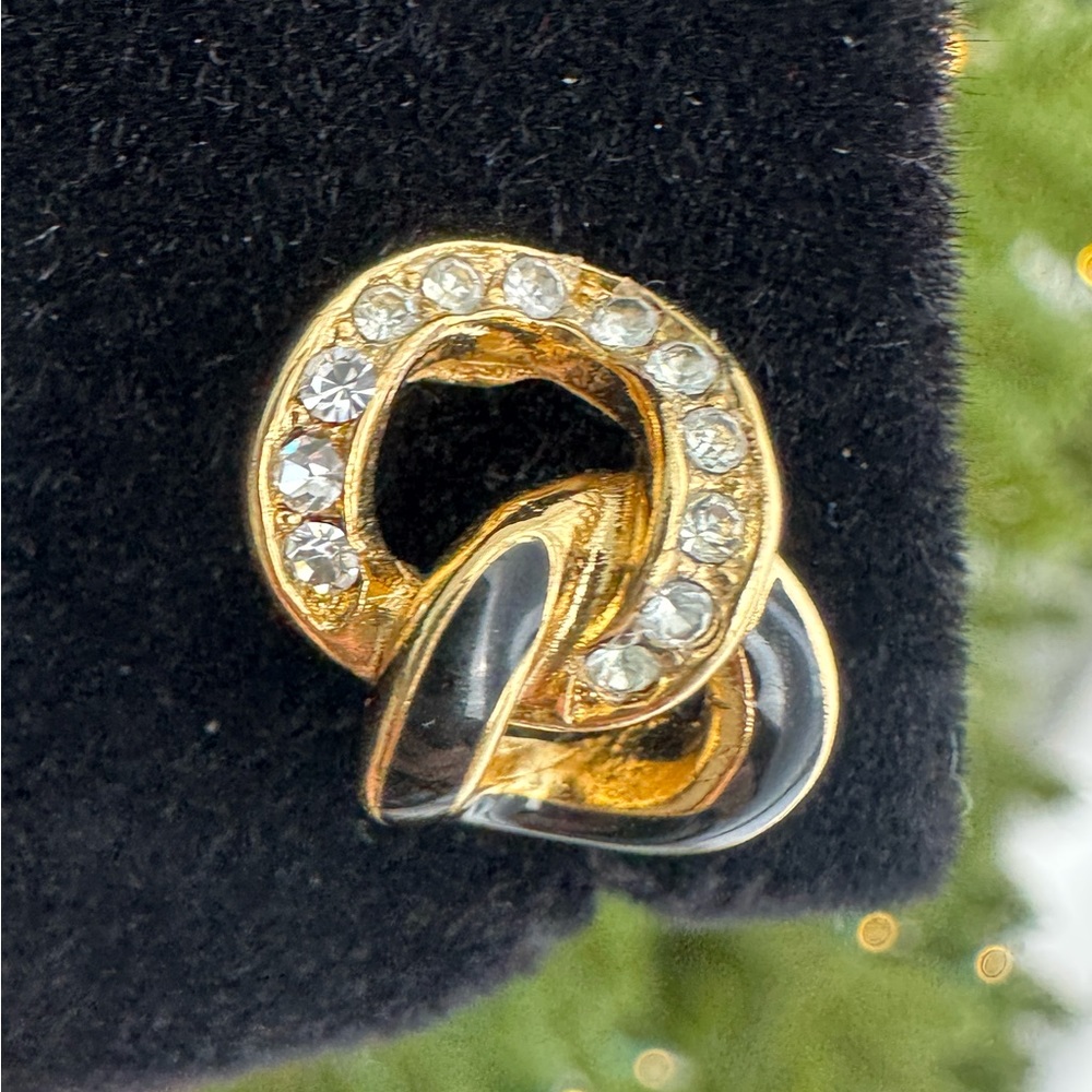 Christian Dior 18K Gold Plated enamel crystals vintage clip on earrings - Picture 15 of 16